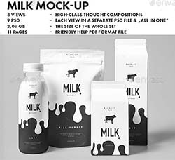 牛奶品牌推广－包装展示模型：Milk Mock-up